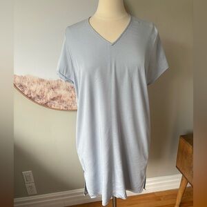 Oak and Fort Light Blue V-Neck Dress